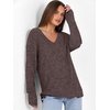 image:imageANRABESS Ribbed V Neck Long Sleeve Shirts for Women  Soft lightweight Sweaters Loose Fit Office Work Casual Daily Wear Tunic 2026 Fall Winter Transition OutfitsDeep Brown