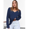 image:imageANRABESS Ribbed V Neck Long Sleeve Shirts for Women  Soft lightweight Sweaters Loose Fit Office Work Casual Daily Wear Tunic 2026 Fall Winter Transition OutfitsDeep Blue
