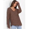 image:imageANRABESS Ribbed V Neck Long Sleeve Shirts for Women  Soft lightweight Sweaters Loose Fit Office Work Casual Daily Wear Tunic 2026 Fall Winter Transition OutfitsDark Brown