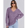 image:imageANRABESS Ribbed V Neck Long Sleeve Shirts for Women  Soft lightweight Sweaters Loose Fit Office Work Casual Daily Wear Tunic 2026 Fall Winter Transition OutfitsPurple