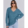 image:imageANRABESS Ribbed V Neck Long Sleeve Shirts for Women  Soft lightweight Sweaters Loose Fit Office Work Casual Daily Wear Tunic 2026 Fall Winter Transition OutfitsLake Blue