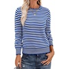 image:imageANRABESS Sweaters for Women Loose Fit Lightweight Soft Dressy Scalloped Long Sleeve Pullover Tops 2026 Fall Casual OutfitsBlue White Stripe