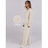 image:imageANRABESS Women 2 Piece Lounge Pajamas Sets Casual Ribbed Knit Long Sleeve Top Pants Matching Set 2026 Fall Outfits ClothesBeige