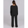 image:imageANRABESS Women 2 Piece Lounge Pajamas Sets Casual Ribbed Knit Long Sleeve Top Pants Matching Set 2026 Fall Outfits ClothesBlack