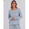 image:imageANRABESS Women 2 Piece Lounge Pajamas Sets Casual Ribbed Knit Long Sleeve Top Pants Matching Set 2026 Fall Outfits ClothesBlue