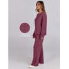 image:imageANRABESS Women 2 Piece Lounge Pajamas Sets Casual Ribbed Knit Long Sleeve Top Pants Matching Set 2026 Fall Outfits ClothesDark Red