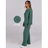 image:imageANRABESS Women 2 Piece Lounge Pajamas Sets Casual Ribbed Knit Long Sleeve Top Pants Matching Set 2026 Fall Outfits ClothesGreen