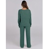 image:imageANRABESS Women 2 Piece Lounge Pajamas Sets Casual Ribbed Knit Long Sleeve Top Pants Matching Set 2026 Fall Outfits ClothesGreen