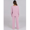 image:imageANRABESS Women 2 Piece Lounge Pajamas Sets Casual Ribbed Knit Long Sleeve Top Pants Matching Set 2026 Fall Outfits ClothesPink