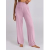 image:imageANRABESS Women 2 Piece Lounge Pajamas Sets Casual Ribbed Knit Long Sleeve Top Pants Matching Set 2026 Fall Outfits ClothesPink