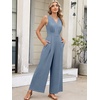 image:imageANRABESS Women Jumpsuits 2026 Casual Sleeveless V Neck Wide Leg Jumper Romper Beach Vacation Clothes Summer One Piece OutfitsGrey Blue