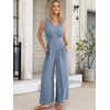 image:imageANRABESS Women Jumpsuits 2026 Casual Sleeveless V Neck Wide Leg Jumper Romper Beach Vacation Clothes Summer One Piece OutfitsGrey Blue