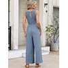 image:imageANRABESS Women Jumpsuits 2026 Casual Sleeveless V Neck Wide Leg Jumper Romper Beach Vacation Clothes Summer One Piece OutfitsGrey Blue
