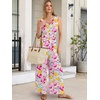 image:imageANRABESS Women Jumpsuits 2026 Casual Sleeveless V Neck Wide Leg Jumper Romper Beach Vacation Clothes Summer One Piece OutfitsMulticolour Floral