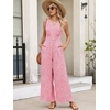 image:imageANRABESS Women Jumpsuits 2026 Casual Sleeveless V Neck Wide Leg Jumper Romper Beach Vacation Clothes Summer One Piece OutfitsPink White Floral