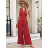 image:imageANRABESS Women Jumpsuits 2026 Casual Sleeveless V Neck Wide Leg Jumper Romper Beach Vacation Clothes Summer One Piece OutfitsRed