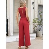 image:imageANRABESS Women Jumpsuits 2026 Casual Sleeveless V Neck Wide Leg Jumper Romper Beach Vacation Clothes Summer One Piece OutfitsRed