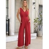 image:imageANRABESS Women Jumpsuits 2026 Casual Sleeveless V Neck Wide Leg Jumper Romper Beach Vacation Clothes Summer One Piece OutfitsRed