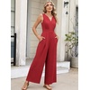 image:imageANRABESS Women Jumpsuits 2026 Casual Sleeveless V Neck Wide Leg Jumper Romper Beach Vacation Clothes Summer One Piece OutfitsRed