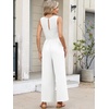image:imageANRABESS Women Jumpsuits 2026 Casual Sleeveless V Neck Wide Leg Jumper Romper Beach Vacation Clothes Summer One Piece OutfitsWhite
