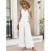 image:imageANRABESS Women Jumpsuits 2026 Casual Sleeveless V Neck Wide Leg Jumper Romper Beach Vacation Clothes Summer One Piece OutfitsWhite