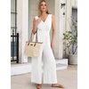 image:imageANRABESS Women Jumpsuits 2026 Casual Sleeveless V Neck Wide Leg Jumper Romper Beach Vacation Clothes Summer One Piece OutfitsWhite
