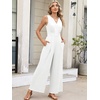 image:imageANRABESS Women Jumpsuits 2026 Casual Sleeveless V Neck Wide Leg Jumper Romper Beach Vacation Clothes Summer One Piece OutfitsWhite