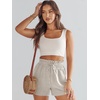 image:imageANRABESS Women Linen Shorts Wide Leg High Waist Loose Elastic Drawstring Casual Dressy 2026 Summer for Beach Vacation DailyApricot