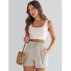 image:imageANRABESS Women Linen Shorts Wide Leg High Waist Loose Elastic Drawstring Casual Dressy 2026 Summer for Beach Vacation DailyApricot