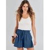 image:imageANRABESS Women Linen Shorts Wide Leg High Waist Loose Elastic Drawstring Casual Dressy 2026 Summer for Beach Vacation DailyDeep Blue