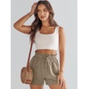 image:imageANRABESS Women Linen Shorts Wide Leg High Waist Loose Elastic Drawstring Casual Dressy 2026 Summer for Beach Vacation DailyLight Brown