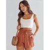 image:imageANRABESS Women Linen Shorts Wide Leg High Waist Loose Elastic Drawstring Casual Dressy 2026 Summer for Beach Vacation DailyRust