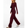 image:imageANRABESS Womens 2 Piece Soft Comfy Lounge Sets  Long Sleeve Side Ruching Top Wide Leg Drawstring Pants with Pockets Airport Travel Matching Set Fall Winter OutfitsDeep Red