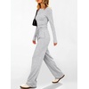 image:imageANRABESS Womens 2 Piece Soft Comfy Lounge Sets  Long Sleeve Side Ruching Top Wide Leg Drawstring Pants with Pockets Airport Travel Matching Set Fall Winter OutfitsLight Grey