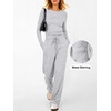 image:imageANRABESS Womens 2 Piece Soft Comfy Lounge Sets  Long Sleeve Side Ruching Top Wide Leg Drawstring Pants with Pockets Airport Travel Matching Set Fall Winter OutfitsLight Grey