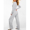 image:imageANRABESS Womens 2 Piece Soft Comfy Lounge Sets  Long Sleeve Side Ruching Top Wide Leg Drawstring Pants with Pockets Airport Travel Matching Set Fall Winter OutfitsLight Grey