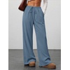 image:imageANRABESS Womens Baggy Wide Leg Palazzo Pants  Loose Fit Drawstring Elastic Waist Trousers with Pockets Casual Flowy Lounge Work Outfits 2026 Fall summer ClothesDustyblue