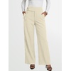 image:imageANRABESS Womens Buckle Dress Pants with Pockets  Wide Leg Low Waist Office Dressy Formal Business Casual Long Fall Trousers with Pockets Solid amp StripedBeige