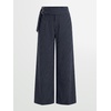 image:imageANRABESS Womens Buckle Dress Pants with Pockets  Wide Leg Low Waist Office Dressy Formal Business Casual Long Fall Trousers with Pockets Solid amp StripedStripe Navy Blue