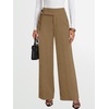 image:imageANRABESS Womens Buckle Dress Pants with Pockets  Wide Leg Low Waist Office Dressy Formal Business Casual Long Fall Trousers with Pockets Solid amp StripedKhaki