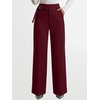 image:imageANRABESS Womens Buckle Dress Pants with Pockets  Wide Leg Low Waist Office Dressy Formal Business Casual Long Fall Trousers with Pockets Solid amp StripedWine Red