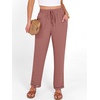image:imageANRABESS Womens Casual Cropped Pants Drawstring Elastic Waist Ankle Trousers Comfy for Lounge Office Versatile Daily WearDusty Rose