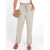 image:imageANRABESS Womens Casual Cropped Pants Drawstring Elastic Waist Ankle Trousers Comfy for Lounge Office Versatile Daily WearLight Beige