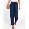 image:imageANRABESS Womens Casual Cropped Pants Drawstring Elastic Waist Ankle Trousers Comfy for Lounge Office Versatile Daily WearNavy Blue
