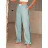 image:imageANRABESS Womens Gingham Ruffle Hem Palazzo Pants  Wide Leg Elastic Waisted With Pockets Vacation Lounge Pajama Plaid Trouser Cute Casual All Seasons WearGreen White Plaid
