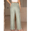 image:imageANRABESS Womens Gingham Ruffle Hem Palazzo Pants  Wide Leg Elastic Waisted With Pockets Vacation Lounge Pajama Plaid Trouser Cute Casual All Seasons WearArmy Green White Plaid