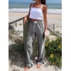 image:imageANRABESS Womens Gingham Ruffle Hem Palazzo Pants  Wide Leg Elastic Waisted With Pockets Vacation Lounge Pajama Plaid Trouser Cute Casual All Seasons WearBlack White Plaid
