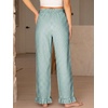 image:imageANRABESS Womens Gingham Ruffle Hem Palazzo Pants  Wide Leg Elastic Waisted With Pockets Vacation Lounge Pajama Plaid Trouser Cute Casual All Seasons WearGreen White Plaid