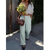 image:imageANRABESS Womens Gingham Ruffle Hem Palazzo Pants  Wide Leg Elastic Waisted With Pockets Vacation Lounge Pajama Plaid Trouser Cute Casual All Seasons WearGreen White Plaid
