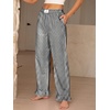 image:imageANRABESS Womens Gingham Ruffle Hem Palazzo Pants  Wide Leg Elastic Waisted With Pockets Vacation Lounge Pajama Plaid Trouser Cute Casual All Seasons WearBlack White Plaid